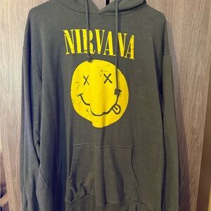 NIRVANA Charcoal Hoodie with Yellow Emblem